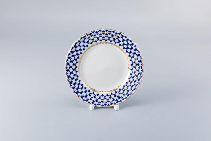 Lomonosov Porcelain Cake Dessert Plate Cobalt Net Plate 7 Inches Diameter
