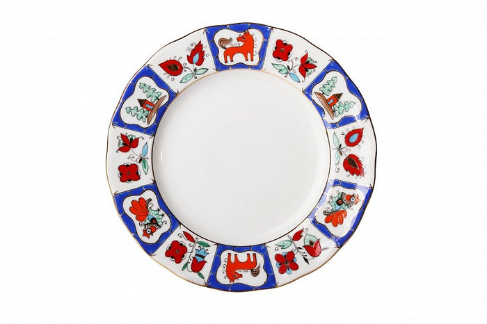 Lomonosov Porcelain Cake Dessert Plate Russian Lubok 7 Inches 180 mm Diameter
