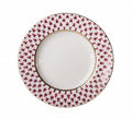 Lomonosov Porcelain Cake Dessert Smooth Plate Red Net Blues 7" Diameter