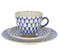Lomonosov Porcelain Cobalt Net Coffee Cup and Saucer 3pc.