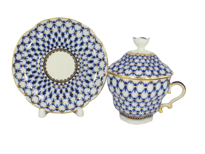 Lomonosov Porcelain Cobalt Net Covered Cup Set
