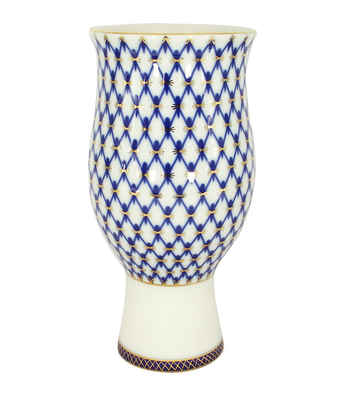Lomonosov Porcelain Cobalt Net Decorative Vase Flower 22 Karat Gold