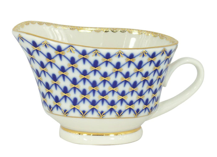 Lomonosov Porcelain Cobalt Net Large Gravy Boat 6.76 fl.oz/200 ml