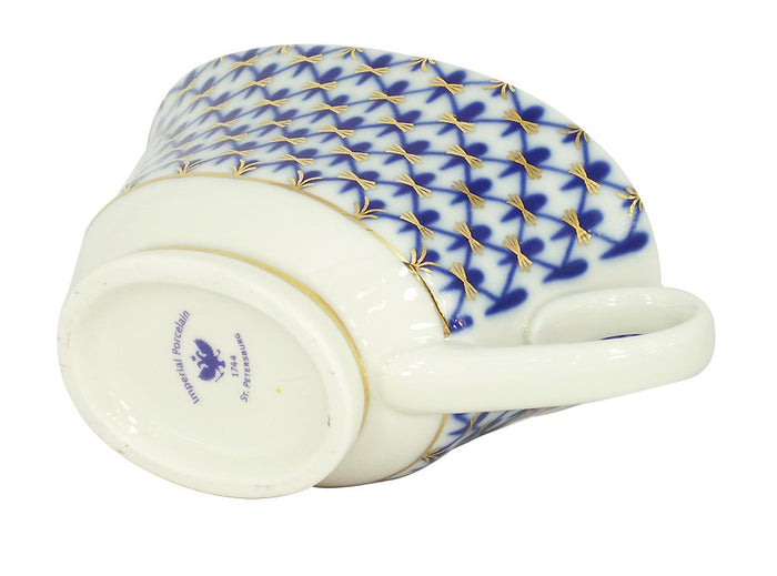 Lomonosov Porcelain Cobalt Net Large Gravy Boat 6.76 fl.oz/200 ml