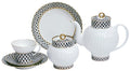 Lomonosov Porcelain Cobalt Net Wave Bone China Tea Set 20 pc