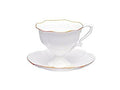 Lomonosov Porcelain Coffee Set Cup and Saucer Golden Ribbon Natasha 2 pc Wedding