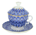 Lomonosov Porcelain Covered Tea Cup with Saucer Tea Maker Forget me Not 8.45 oz/250 ml
