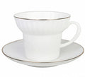 Lomonosov Porcelain Cup and Saucer Wave Gold Edging Bone China 5.3oz/175 ml