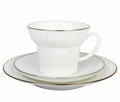 Lomonosov Porcelain Cup, Saucer and Plate Wave Golden Edge Bone China 5.3oz/155 ml