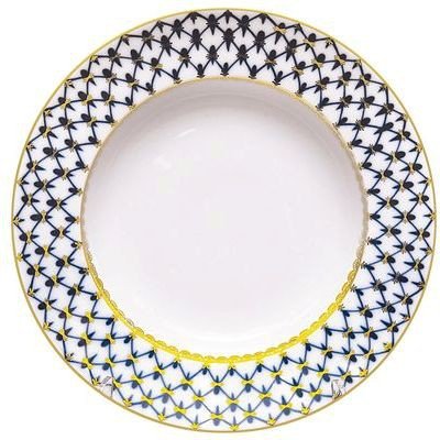 Lomonosov Porcelain Dinner Dessert Salad Soup Plate Cobalt Net Collection Smooth