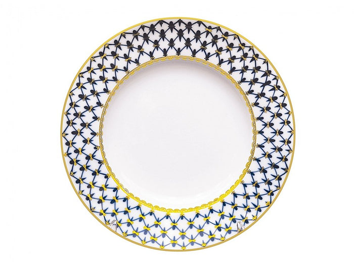 Lomonosov Porcelain Dinner Dessert Salad Soup Plate Cobalt Net Collection Smooth
