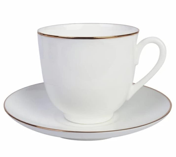 Lomonosov Porcelain Espresso Cup and Saucer Golden Edge Bone China 6 oz/180 ml