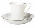 Lomonosov Porcelain Espresso/Tea Cup and Saucer Vertical Golden Edge Bone China 2.3 fl.oz/68 ml