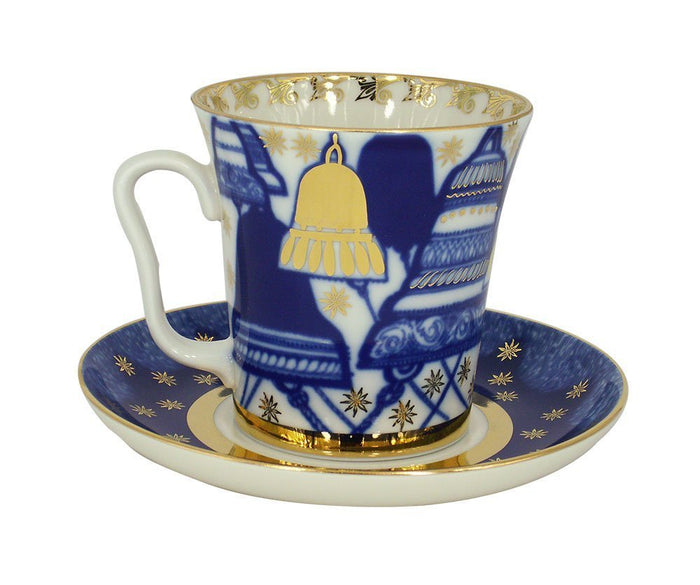 Lomonosov Porcelain Mug and Saucer Leningradskii Bells 12.2 fl.oz/360 ml