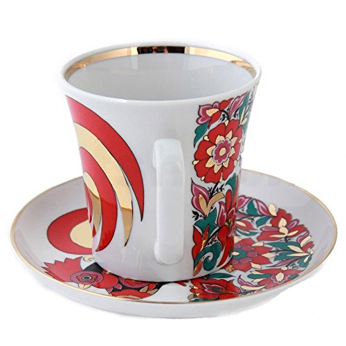 Lomonosov Porcelain Mug and Saucer Leningradskii Red Rooster 12.2 fl.oz/360 ml