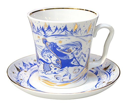 Lomonosov Porcelain Mug and Saucer Leningradskii TROIKA 12.2 fl.oz/360 ml