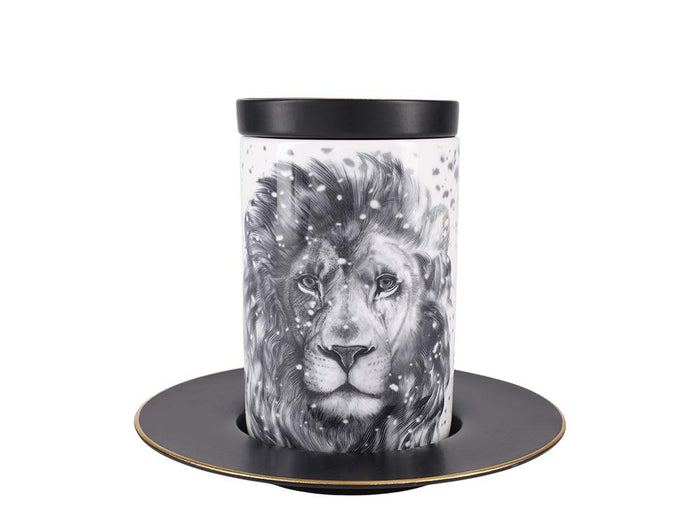 Lomonosov Porcelain Mug and Saucer Totem POLAR LION 13.2 fl.oz/390 ml