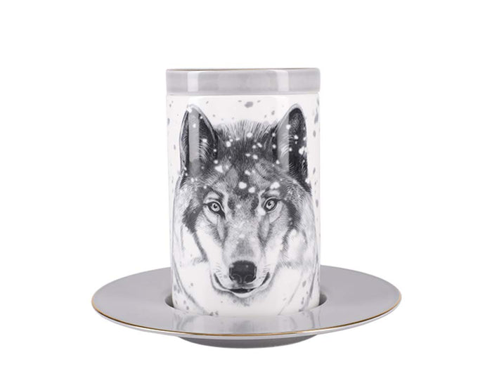 Lomonosov Porcelain Mug and Saucer Totem WOLF 13.2 fl.oz/390 ml