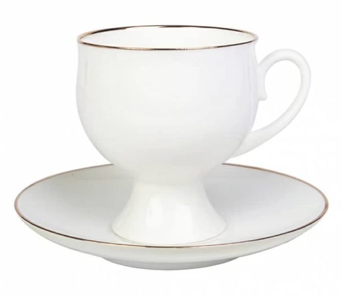 Lomonosov Porcelain Set Golden Ribbon Bone China Coffee Cup 5.4 oz/160 ml and Saucer