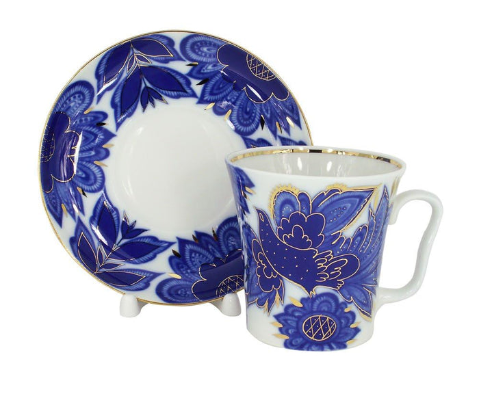 Lomonosov Porcelain Set Mug and Saucer 2pc Magic Firebird 12.7 fl.oz