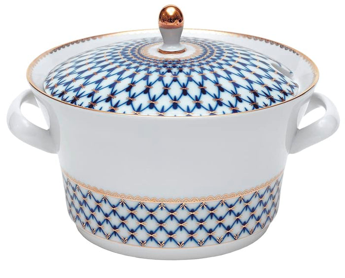 Lomonosov Porcelain Soup Bowl Tureen Cobalt Net 113.3 oz/3350 ml