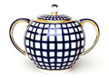 Lomonosov Porcelain Sugar Bowl 22 Karat Gold Cobalt Cell 15 fl.oz/450 ml