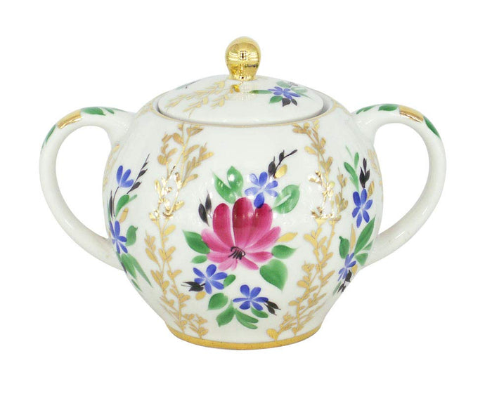 Lomonosov Porcelain Sugar Bowl Tulip Golden Grasses