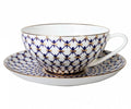 Lomonosov Porcelain Tea Cup and Saucer Cobalt Net Bone China 10 oz/300 ml