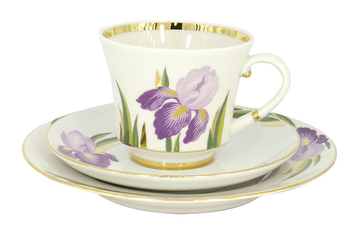 Lomonosov Porcelain Tea Cup Set 3pc Banquet IRIS 7.4 oz/220 ml