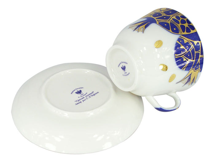Lomonosov Porcelain Tea Set 2pc Cup and Saucer Golden Pomegranate 11.8 oz/350 ml
