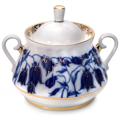 Lomonosov Porcelain Tea Set 6/14 Blue Bells: Tea Pot, Sugar Bowl and 6 Cups with Saucers