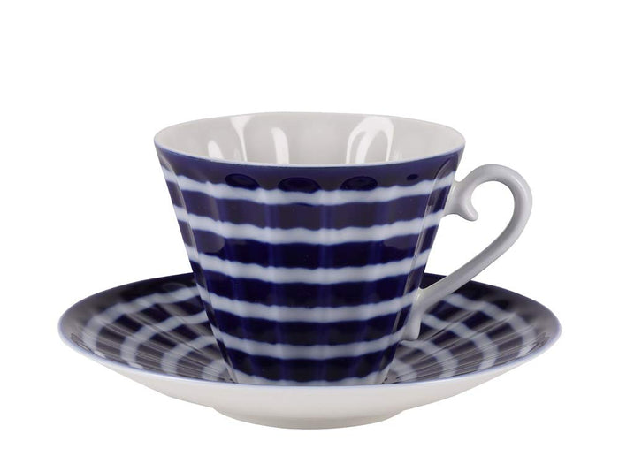 Lomonosov Porcelain Tea Set Blue Stripes 14 items for 6 persons
