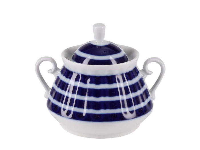 Lomonosov Porcelain Tea Set Blue Stripes 14 items for 6 persons