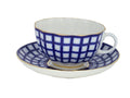 Lomonosov Porcelain Tea Set Cup and Saucer Cobalt Cell 8.45 oz/250 ml