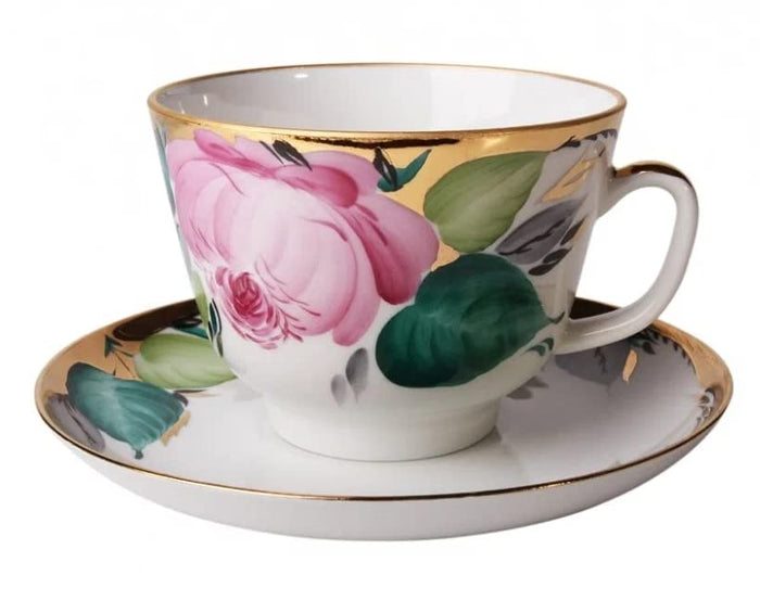 Lomonosov Porcelain Tea Set Cup and Saucer Love 12.7 oz/375 ml
