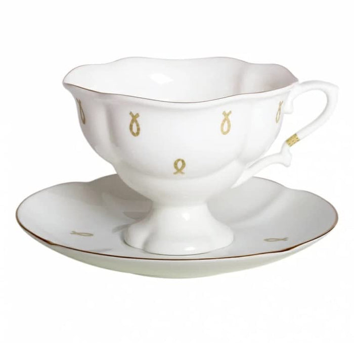 Lomonosov Porcelain Tea Set Cup and Saucer Natasha Bone China Curls 7.76 oz/220 ml