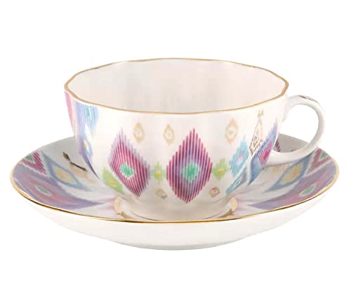 Lomonosov Porcelain Tea Set Cup and Saucer Tulip Peacock's Feather