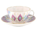 Lomonosov Porcelain Tea Set Cup and Saucer Tulip Peacock's Feather
