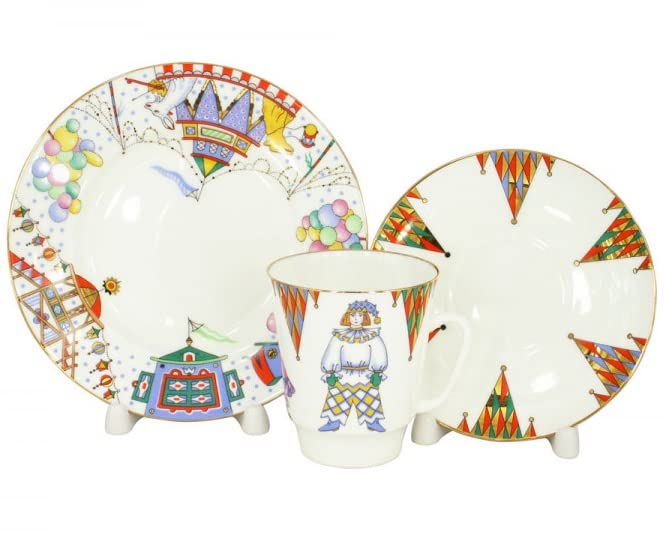 Lomonosov Porcelain Tea Set Cup, Saucer and Cake Plate Ballet Petrushka 5.6 fl.oz/165 ml