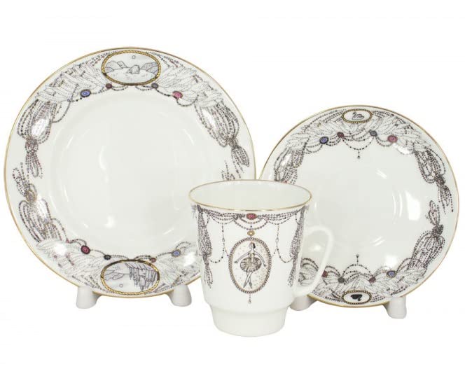Lomonosov Porcelain Tea Set Cup, Saucer and Cake Plate Ballet Swan Lake 5.6 fl.oz/165 ml