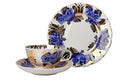 Lomonosov Porcelain Tea Set Cup, Saucer and Cake Plate Golden Garden 3pc