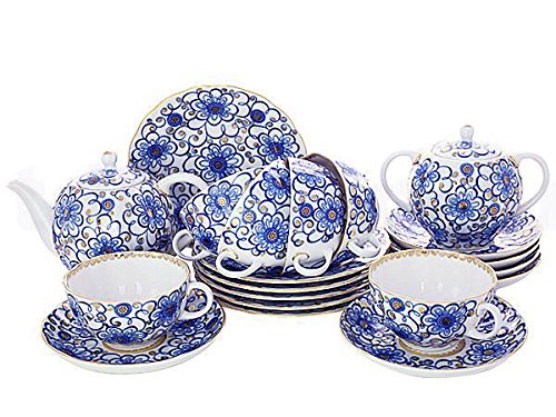Lomonosov Porcelain Tea Set Floral Pattern Bindweed 20 pcs