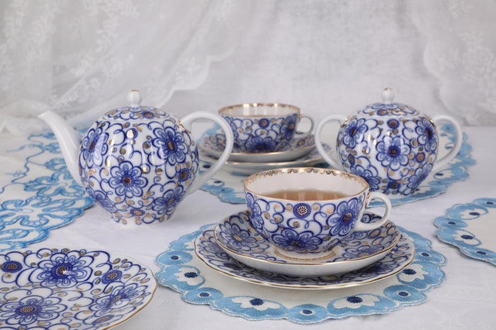 Lomonosov Porcelain Tea Set Floral Pattern Bindweed 20 pcs