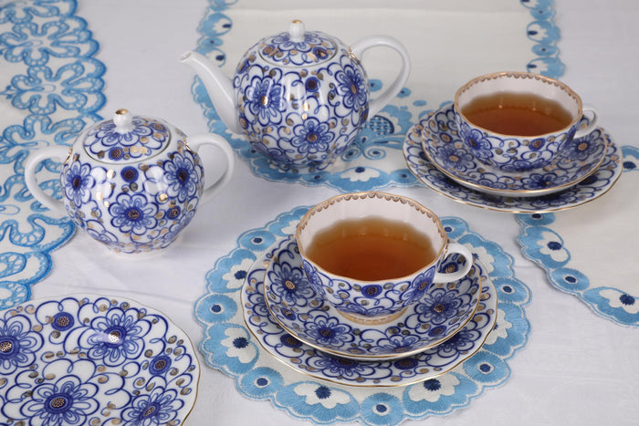 Lomonosov Porcelain Tea Set Floral Pattern Bindweed 20 pcs