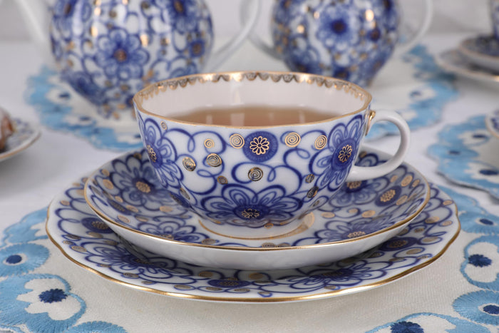 Lomonosov Porcelain Tea Set Floral Pattern Bindweed 20 pcs