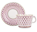 Lomonosov Porcelain Tea/Coffee Cup and Saucer Red Net 7 oz/210 ml