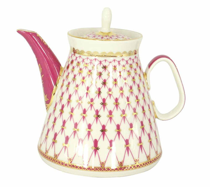 Lomonosov Porcelain Teapot Red Net 17 oz/500 ml 2 cups