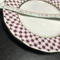 Lomonosov Porcelain Tulip Cake Dessert Plate Red Net 7 Inches Diameter
