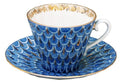 Lomonosov Tea cup with saucer, Radial, Forget me not