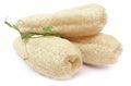 Finest pieces of Loofah kept against a white background.